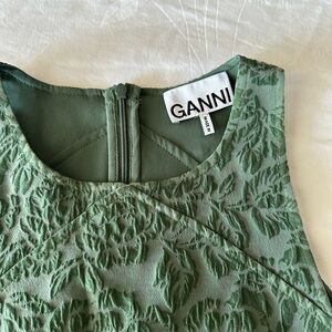 Ganni Green Textured Tank Top